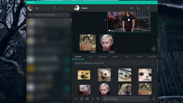 สติกเกอร์ล่าสุดของ whatsapp บนเดสก์ท็อป