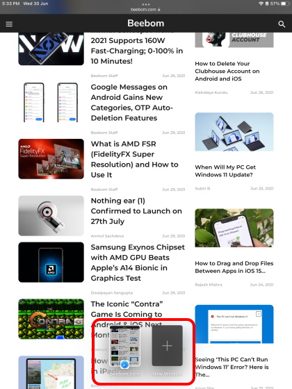 iPadOS 15 Shelf
