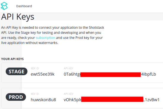 คีย์ Shotstack API