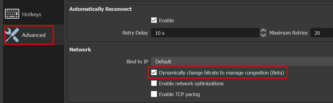 Obs Advanced Settings Network Min