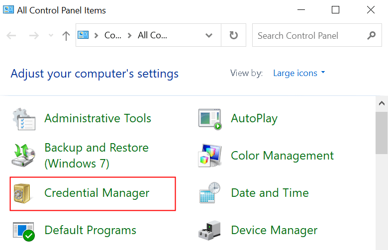 Control Panel Credential Manager Min