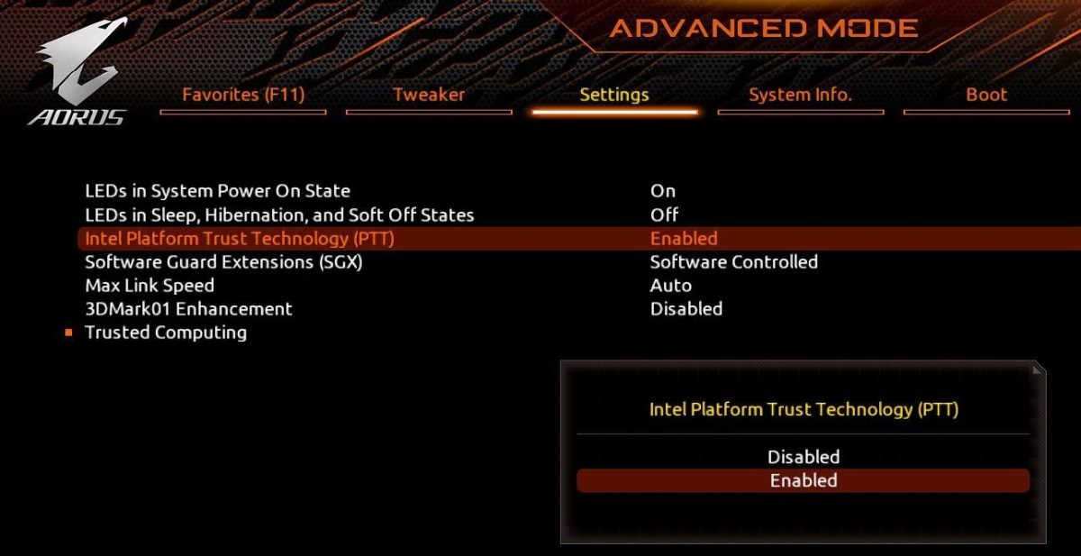  pr gigabyte intel amd windows 11