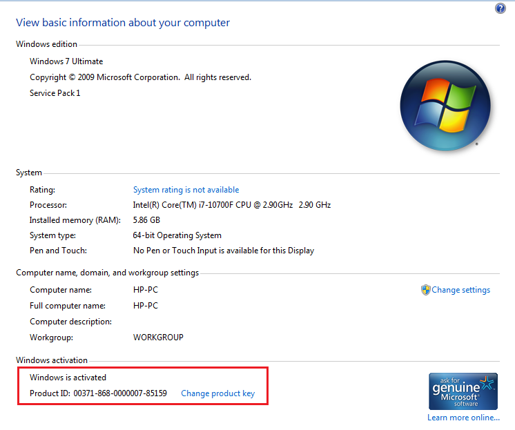 รหัสผลิตภัณฑ์ Windows 7 Ultimate ฟรี