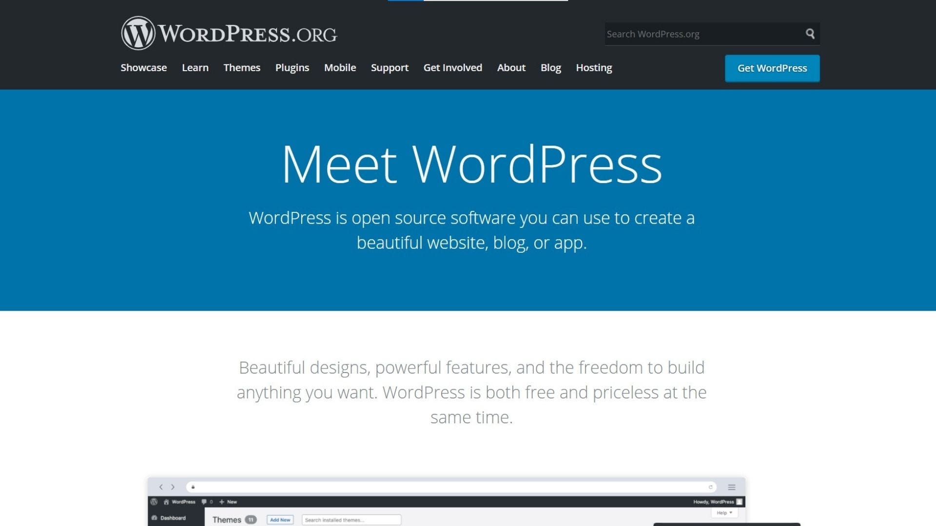 wordpress.org ซอฟต์แวร์ หน้าแรก