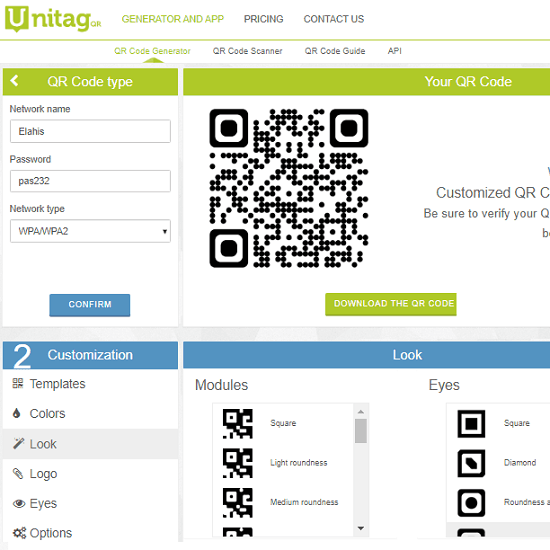 Unitag WiFI QR Code Generator