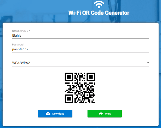 เครื่องสร้างโค้ด QR ของ Wi-FI