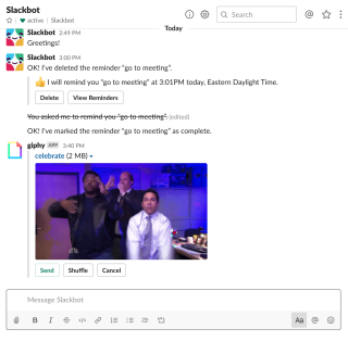 เคล็ดลับหย่อน และลูกเล่น: Slackbot