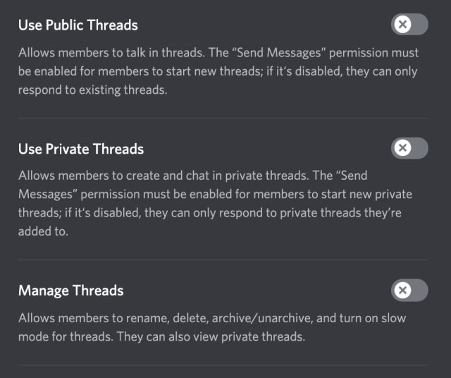 การอนุญาตเธรดของ Discord