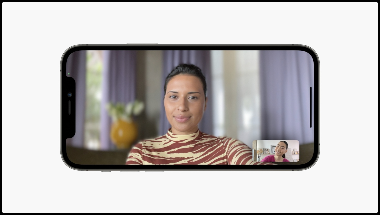 สไลด์ WWDC21 ของ Apple แสดงวิดีโอ FaceTime Portrait บน iPhone