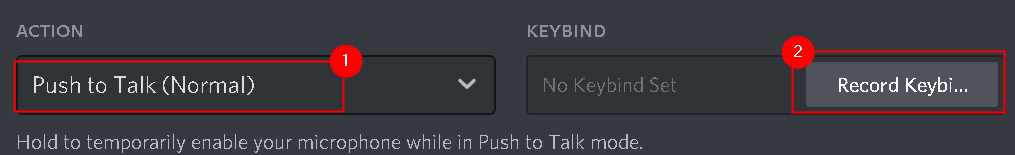 Discord บันทึก Keybind Push To Talk Min