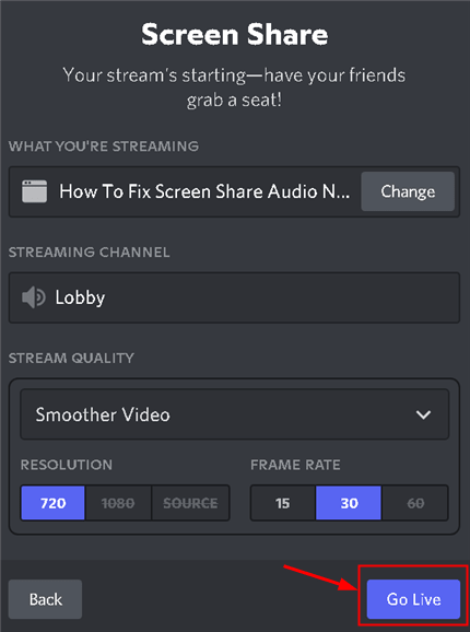 Discord Application Screen Share Go Live Min