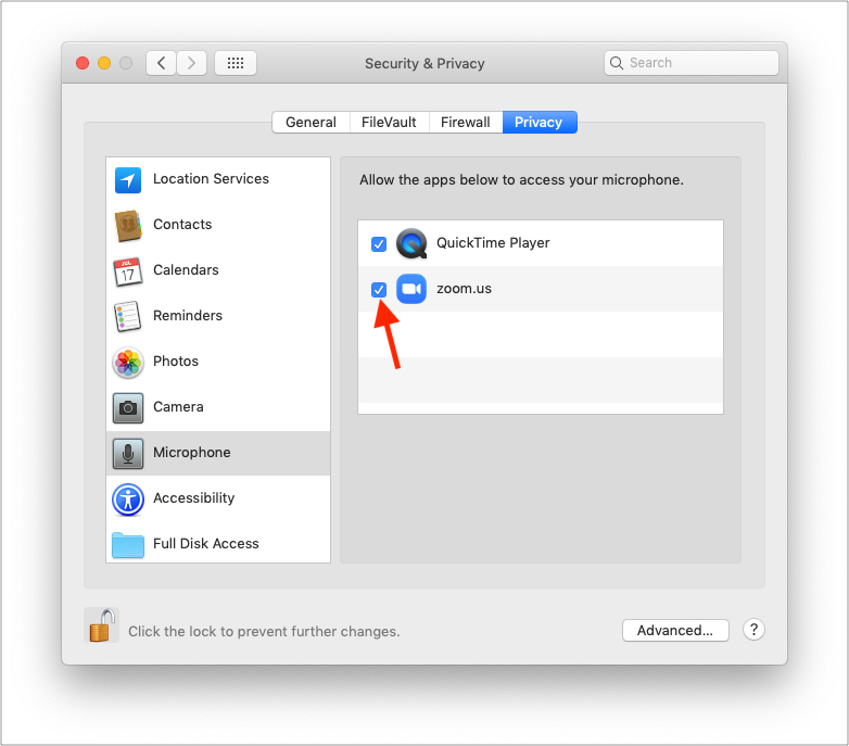 ตรวจสอบแอปเพื่ออนุญาตให้เข้าถึงไมโครโฟนของ Mac