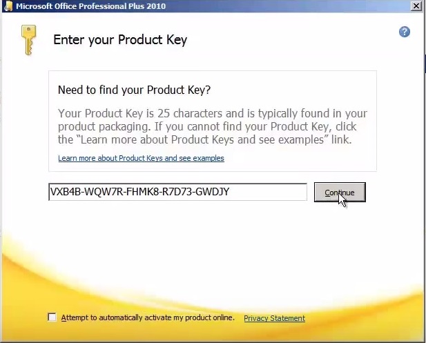 microsoft project 2010 product key