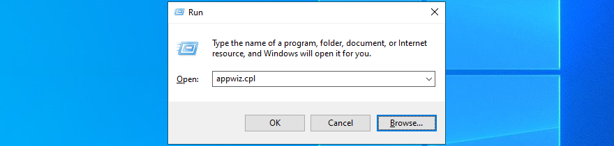 Windows 10 shows how to run appwiz.cpl