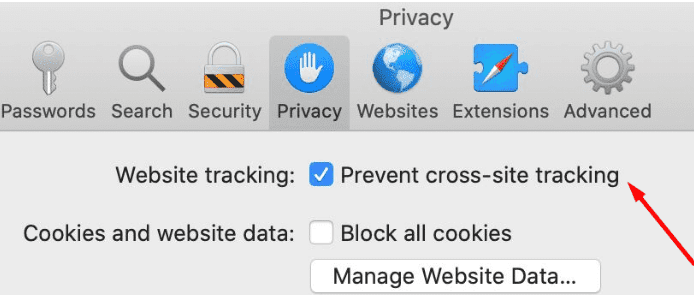 Prevent-cross-site-tracking-safari