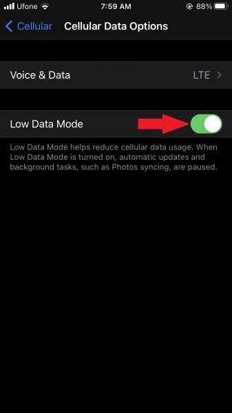 Tìm hiểu cách bật Chế độ dữ liệu thấp trên iPhone