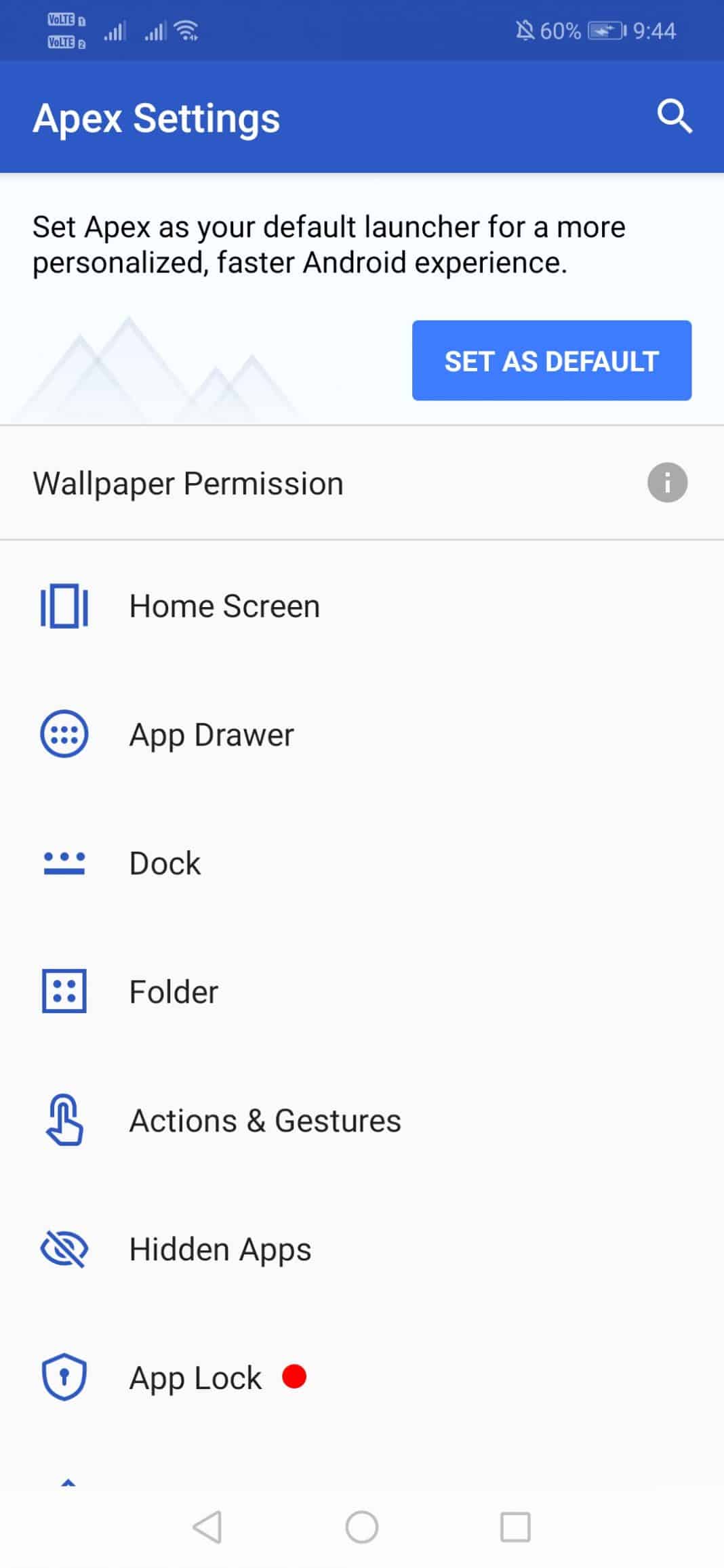 Sử dụng Apex Launcher