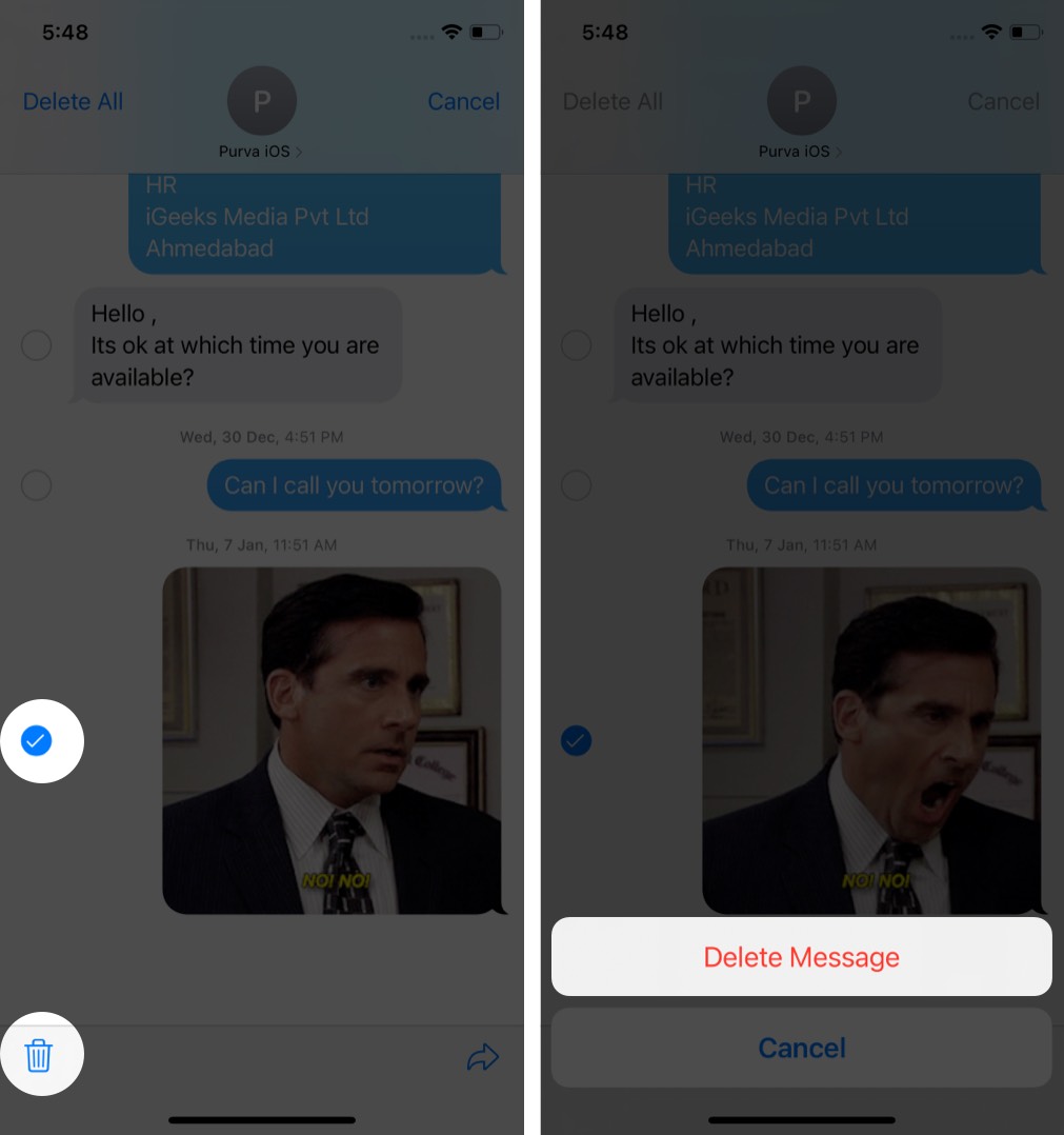 Cách xóa ảnh và video khỏi Tin nhắn iOS app