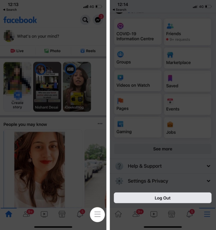 Đăng xuất khỏi tài khoản FaceBook trên iPhone