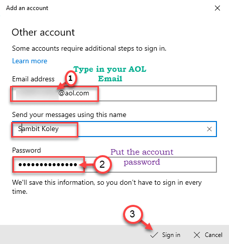 Nhập Tài khoản Aol của bạn Tối thiểu