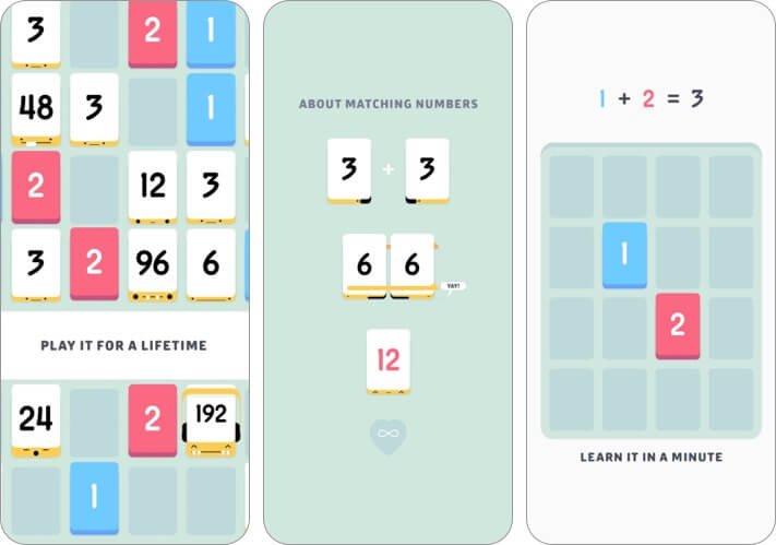 Ảnh chụp màn hình trò chơi Threes iPhone