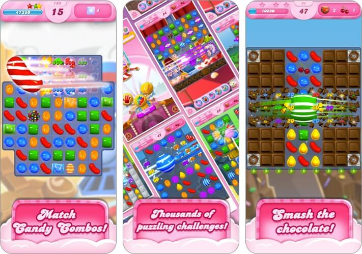 Ảnh chụp màn hình trò chơi Candy Crush Saga trên iPhone
