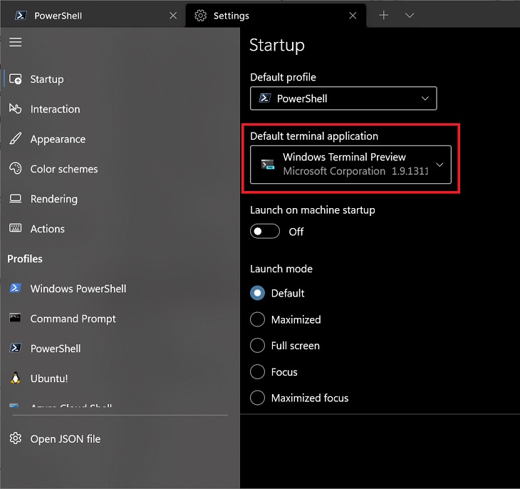Mặc định Windows Terminal