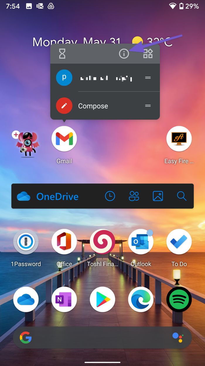 Nhấp vào menu thông tin