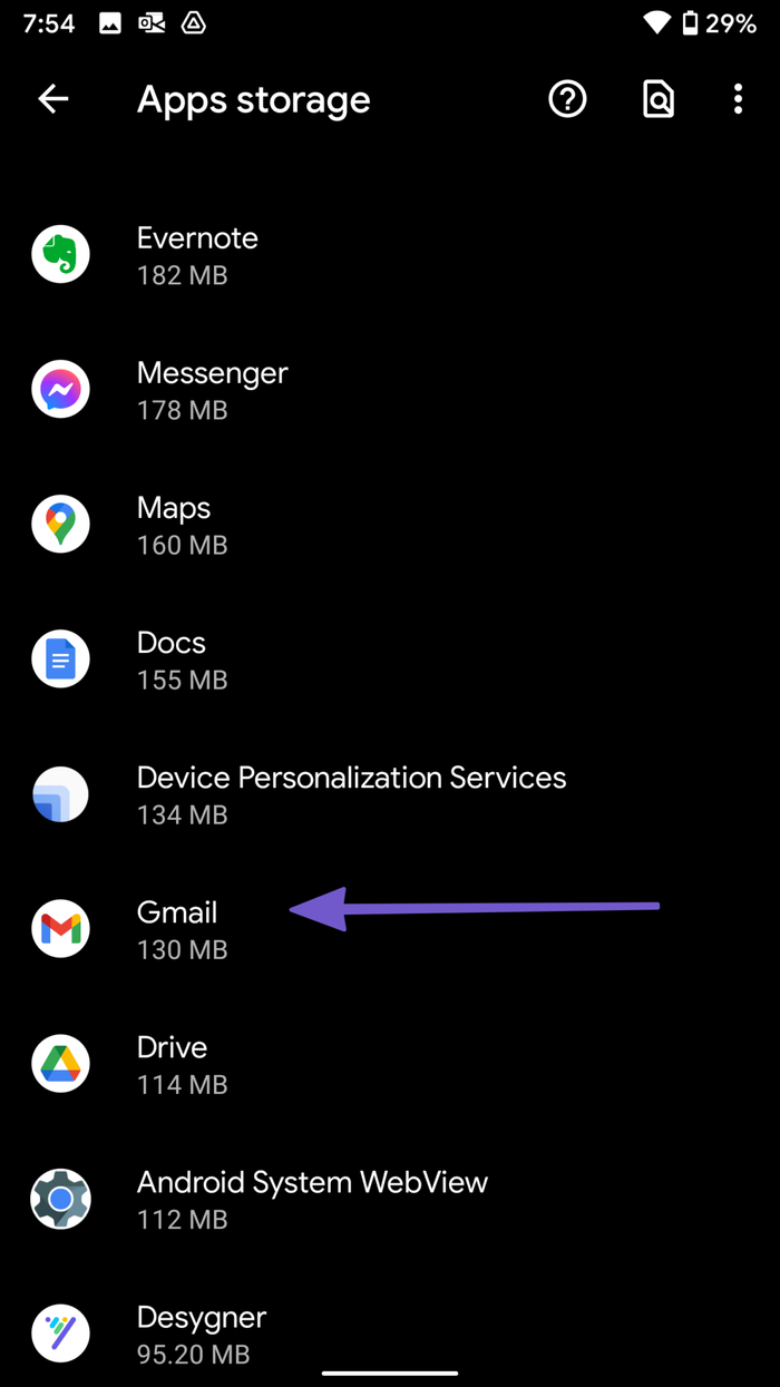 Chọn ứng dụng gmail
