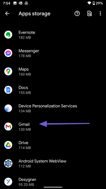 Chọn ứng dụng gmail