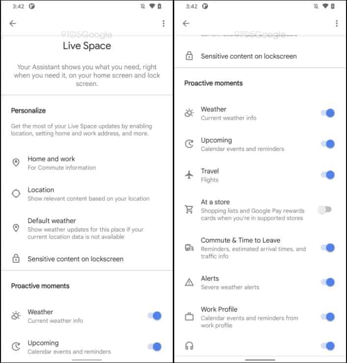 google live space at nháy mắt widget android 12