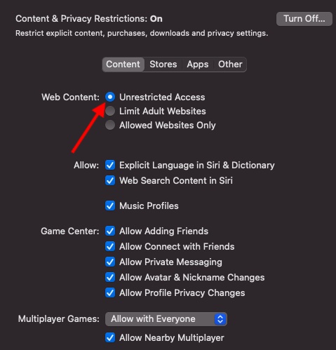 Allow Unrestricted Access