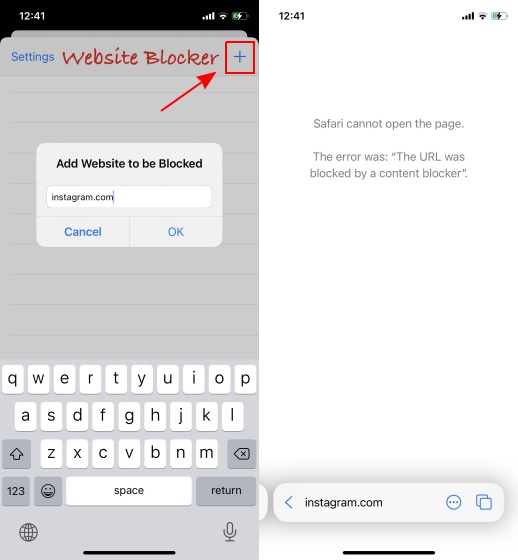 chặn các trang web trong safari trên ios