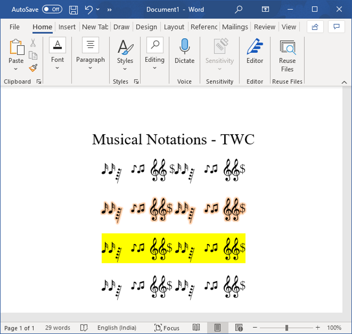 Cách chèn nốt nhạc vào Microsoft Word