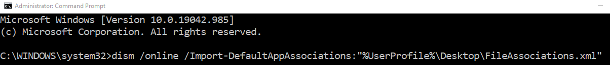 Commandtoimportfileassociations