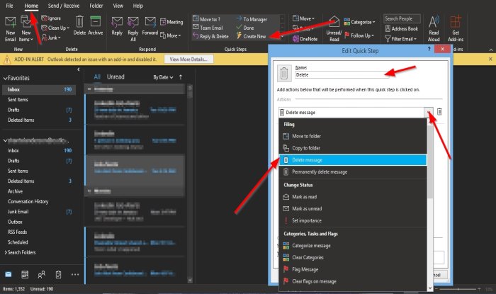 Các bước nhanh trong Outlook Các bước nhanh trong Outlook