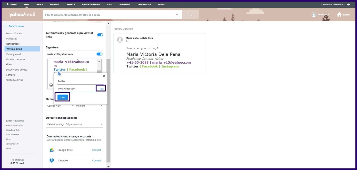 Tạo chữ ký email trên yahoo mail bước 11