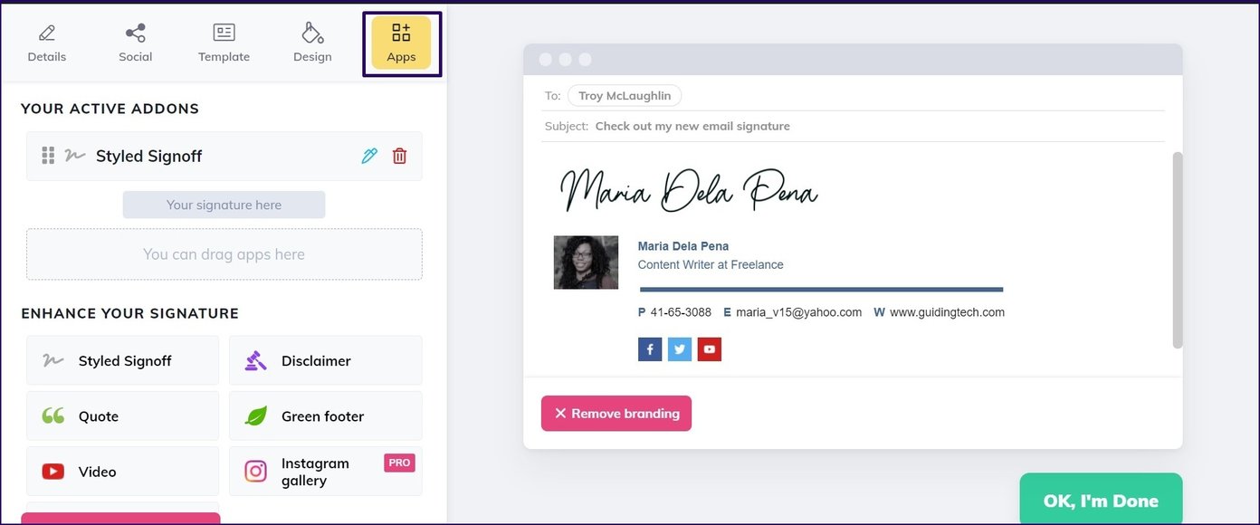 Create email signature on yahoo mail step 18