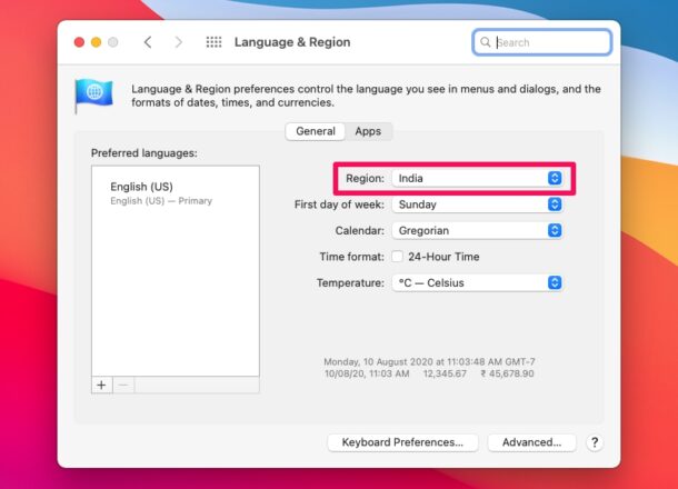 Cách thay đổi vùng máy Mac của bạn