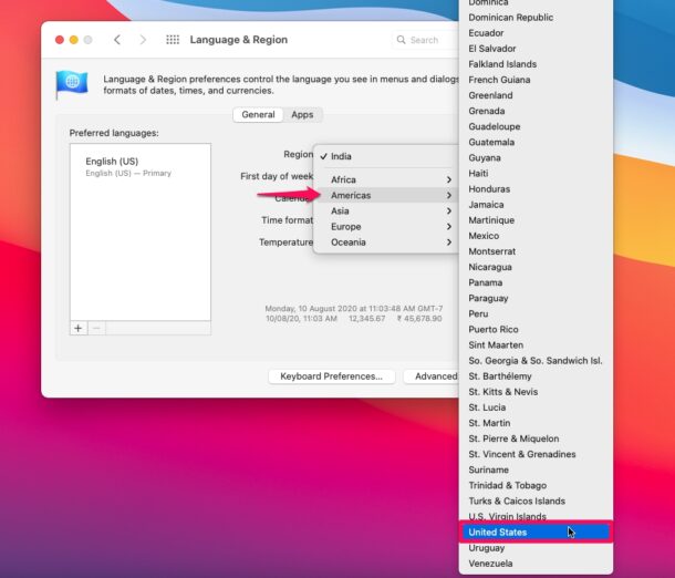 Cách thay đổi vùng Mac của bạn