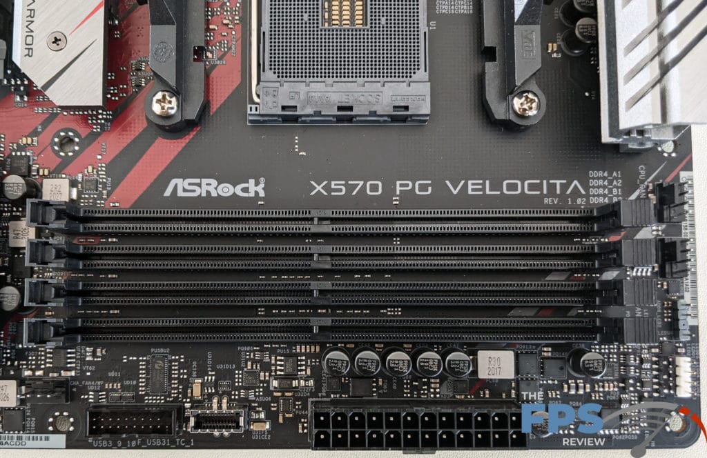 Biểu trưng bo mạch chủ ASRock X570 PG Velocita trên Bo mạch chủ và Khe cắm RAM