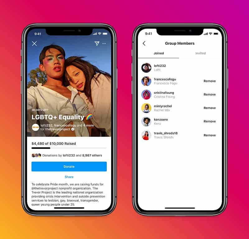 instagram group gây quỹ