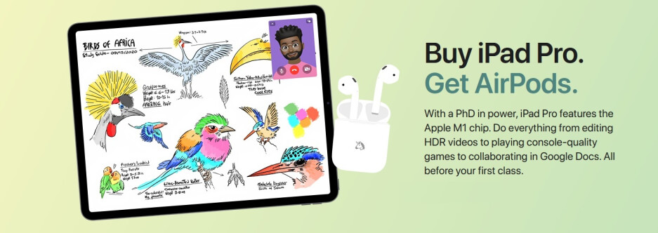 Apple triển khai chương trình khuyến mại Back to School năm 2021-Học sinh nhận được AirPods thế hệ thứ 2 miễn phí khi mua iPad Pro (2021) trong chương trình khuyến mãi Back to School