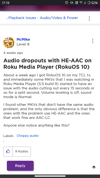 Roku-audio-playback-dropouts-Problem