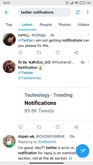 Twitter-notification-not-working