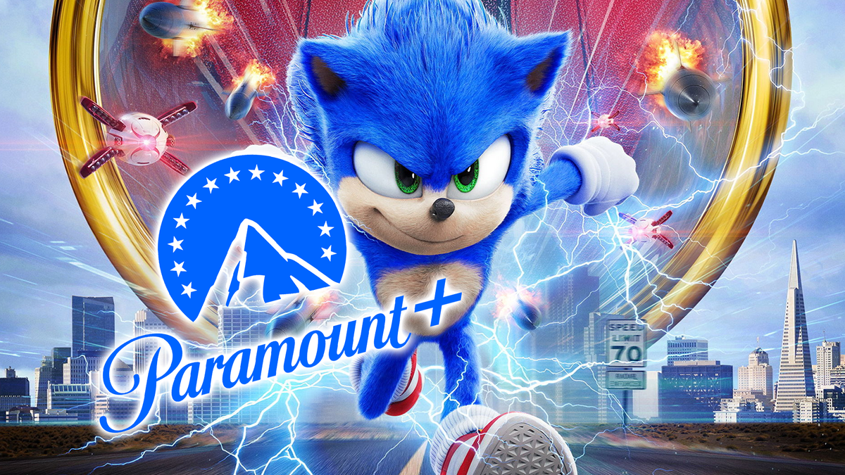 Paramount + logo trên Sonic the Hedgehog.