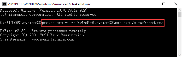 Psexec Nhiệm vụ tối thiểu