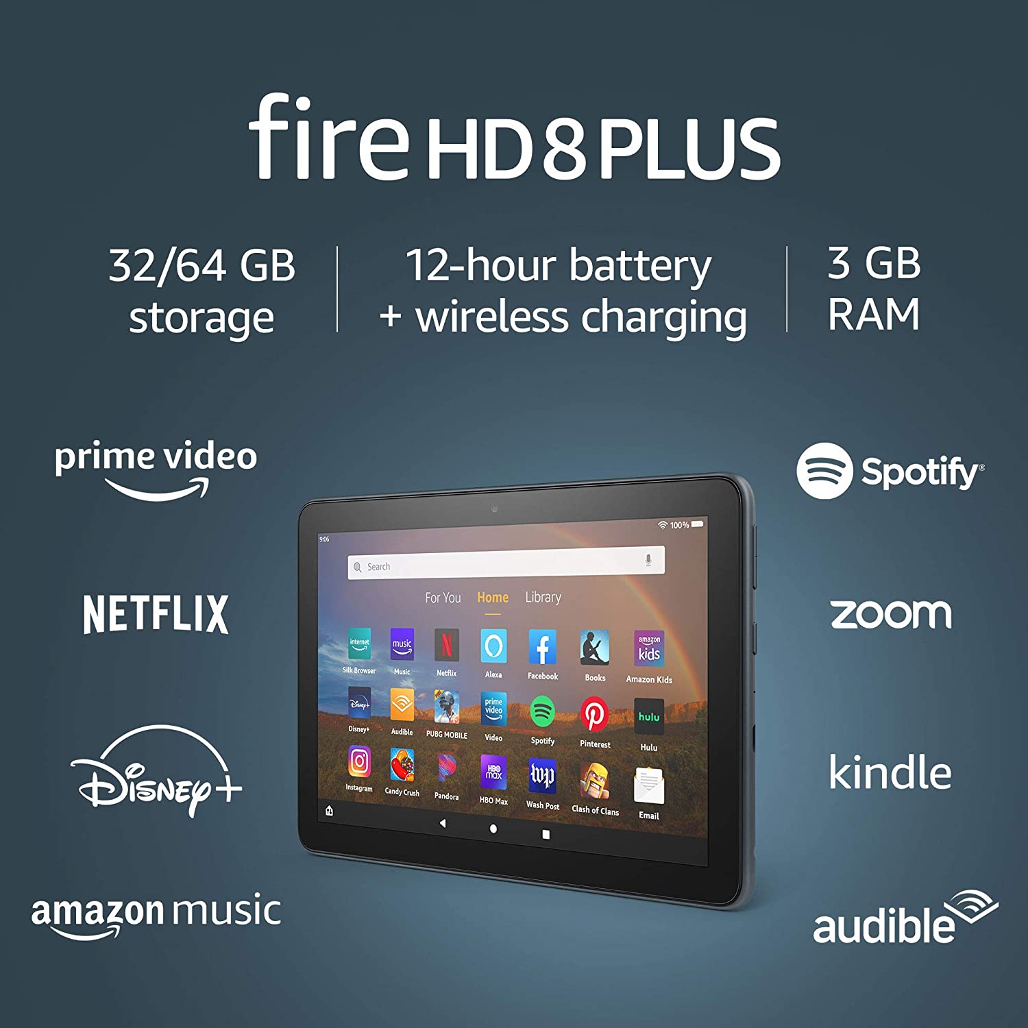 Máy tính bảng Fire HD 8 Plus, màn hình HD, 32 GB, mẫu mới nhất (2020 phát hành), máy tính bảng 8