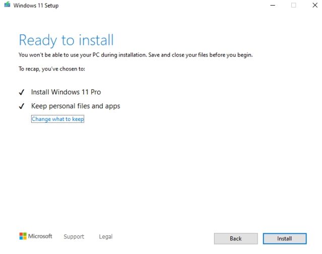 trình cài đặt windows 11