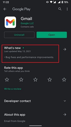 Gmail-update-changelog